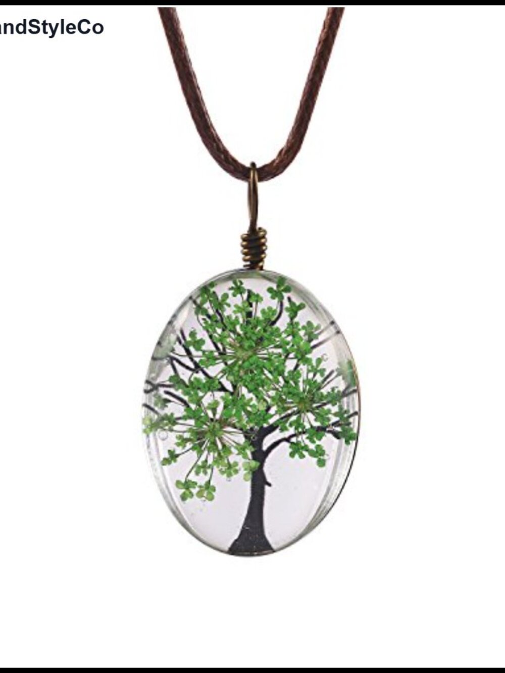 Handmade Dried Flowers Oval Pendant Necklace Resin Alloy Cord Adjustable